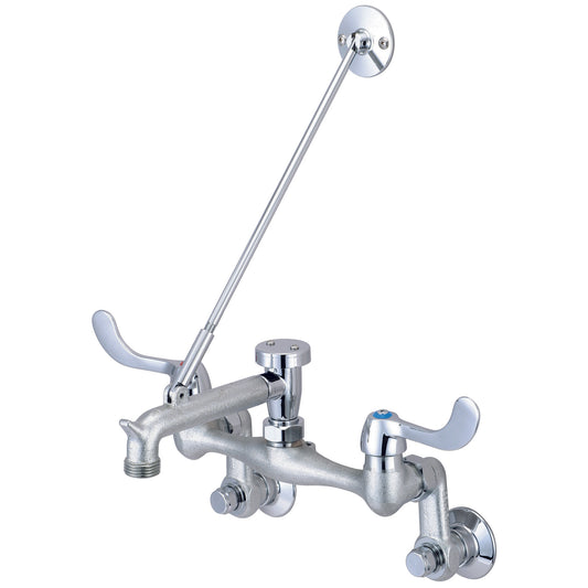 Central Brass 0054-YELSRC-Q SERVICE SINK-3" TO 13" TWO 4" WRIST HDLS RIGID SPT INTEG STOPS 1/4 TURN-ROUGH CP