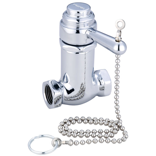Central Brass 0335-1/2 SELFCLOSE-SHOWER STOP LVR HDL W/PULL CHAIN 1/2" INLINE-PVD PC