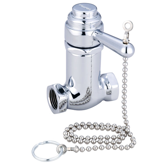 Central Brass 0335-V1/2 SELFCLOSE-SHOWER STOP LVR VANDAL PROOF HDL W/PULL CHAIN 1/2" INLINE-PVD PC