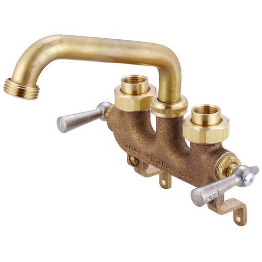 Central Brass 0470 LAUNDRY-3-1/2" CNTRS TWO LVR HDLS 6" TUBE SPT 1/2" FEMALE UNION OFFSET LEGS-ROUGH