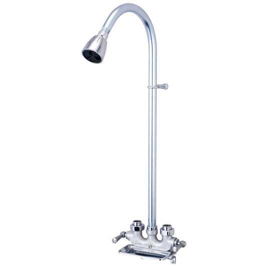 Central Brass 0477-RC SHOWER-UTILITY TWO LVR HDLS 22-1/2" RISER 1/2" FEMALE UNION OFFSET LEGS-ROUGH CP