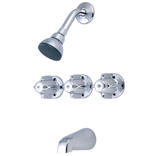 Central Brass 0868-Z TUB & SHOWER-3 CANOPY HDL 1/2" CXC 8" CNTRS SHWR HEAD COMBO SPT-PVD PC