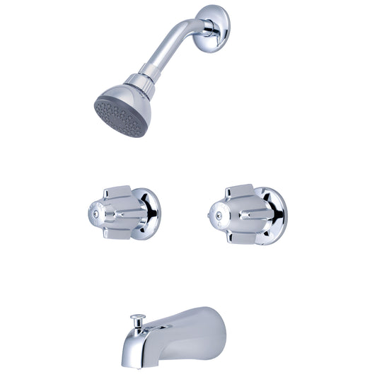 Central Brass 0897 TUB & SHOWER-2 CANOPY HDL 1/2" CXC 8" CNTRS SHWR HEAD COMBO DVR SPT-PVD PC