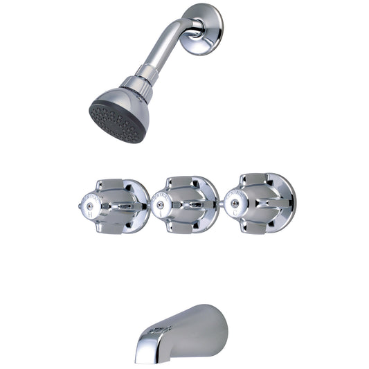 Central Brass 0968 TUB & SHOWER-3 CANOPY HDL 1/2" IP 8" CNTRS SHWRHEAD BRASS SPT-PVD PC