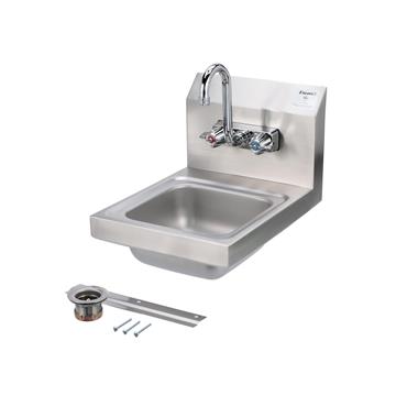 CHG FS17D141005K2 Encore Wall Mount Type 304 Series Stainless Steel Hand Sink 14" x 10" x 5" Deep with Side Splash and KL45-4000-SE4 Faucet