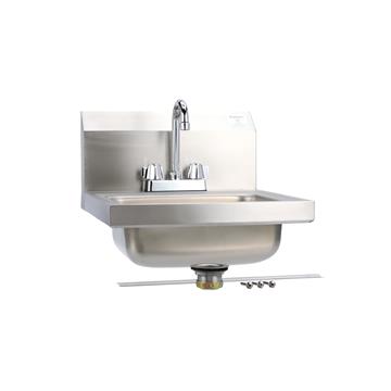 CHG FS20-101405H1 Encore Wall Mount Type 304 Series Stainless Steel Hand Sink 4" OC Mounting Holes 14" x 10" x 5" Deep Less Side Splash with KHS15-4000