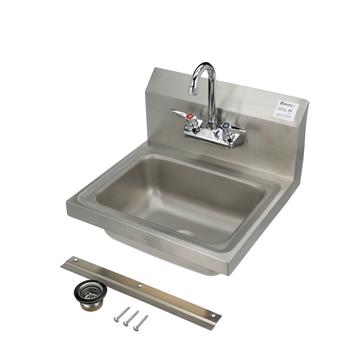 CHG FS20-101405H2 Encore Wall Mount Type 304 Series Stainless Steel Hand Sink 4" OC Mounting Holes 14" x 10" x 5" Deep Less Side Splash with KHS11-4000