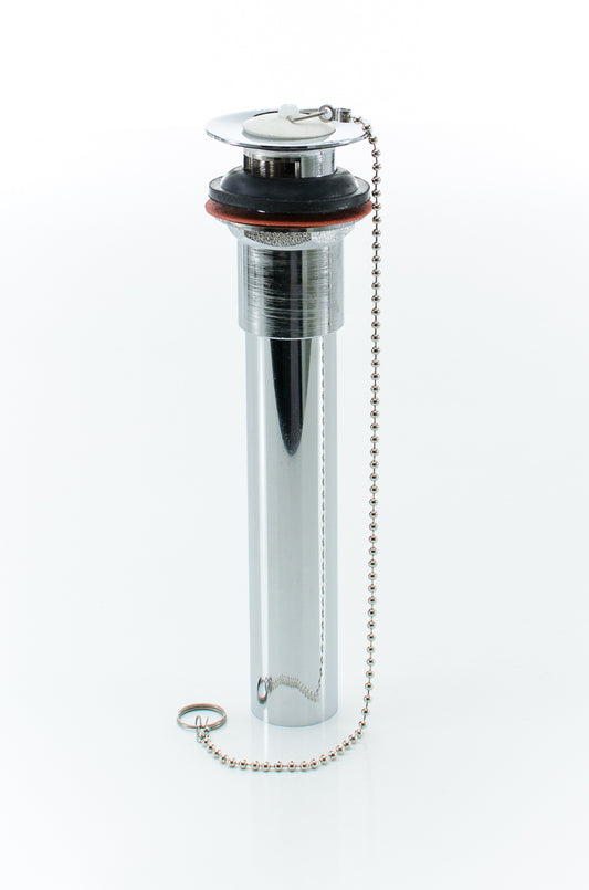 Pasco 1178 CP BR LAV Drain 1-1/4"x6" W/RUB PLUG