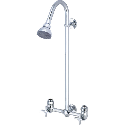Central Brass 1380 SHOWER-EXPOSED 8" CNTRS 4-ARM HDL 1/2" FEMALE UNION 22-1/2" RISER SHWRHEAD-PVD PC