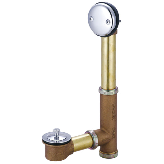 Central Brass 1645-PR BATH DRAIN-ADJUST. 14" TO 16" LIFT & TURN COMBINATION TEE FOR 1-1/2" TUBING LESS TAIL PIECE-PC