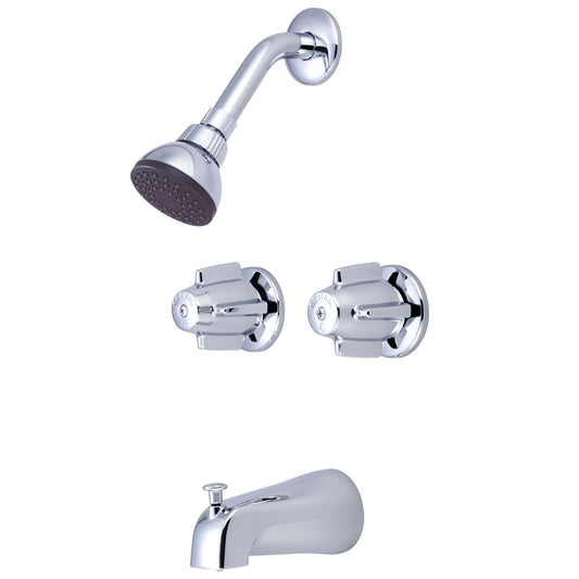 Central Brass 6076 TUB & SHOWER-2 CANOPY HDL 1/2" IP 6" CNTRS SHWRHEAD COMBO DVR SPT-PC