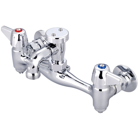 Central Brass 80050-U-I SERVICE SINK-7-7/8" TO 8-1/8" TWO CANOPY HDLS 2-1/2" RIGID SPT INTEG STOPS CERAMIC CART-PVD PC