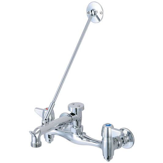 Central Brass 80054-U-I SERVICE SINK-7-7/8" TO 8-1/8" TWO CANOPY HDLS RIGID SPT INTEG STOPS CERAMIC CART-PVD PC