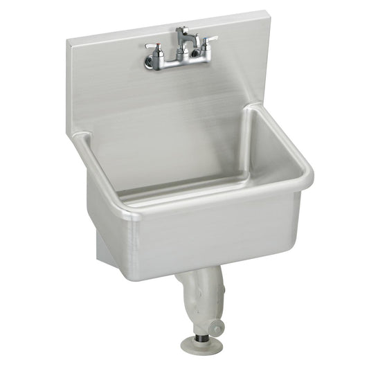 Just Manufacturing A18665-TMX-J Stainless Steel 23" x 18-1/2" x 12" Wall Hung Service Sink Kit w/JLK400 Faucet + Trap