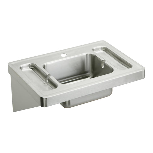 Just Manufacturing A18666-1-J Stainless Steel 28" x 20" x 7-1/2" Wall Hung 1-Hole Lavatory Sink