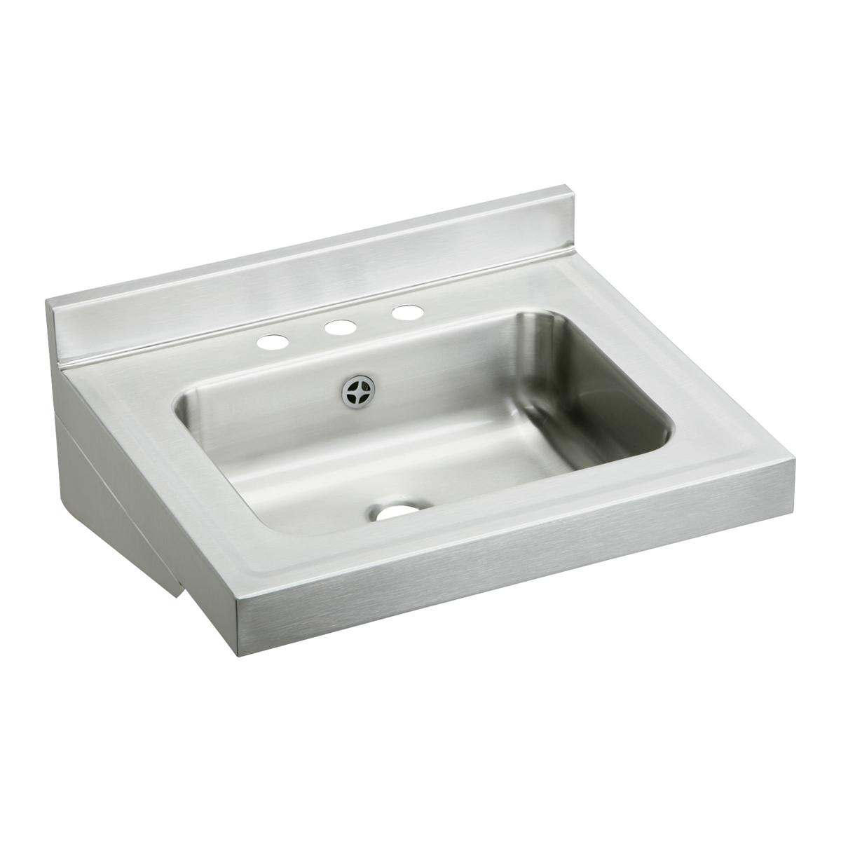 Just Manufacturing A33338-34-J Stainless Steel 22" x 19" x 5-1/2" Wall Hung 34-Hole Lavatory Sink w/Overflow