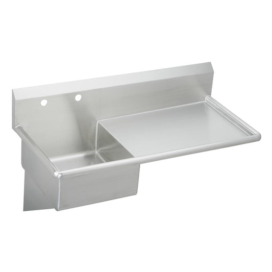 Just Manufacturing A46712R-2-J Stainless Steel 49-1/2" x 24" x 10" Wall Hung 2-Hole Service Sink w/Right Drainboard