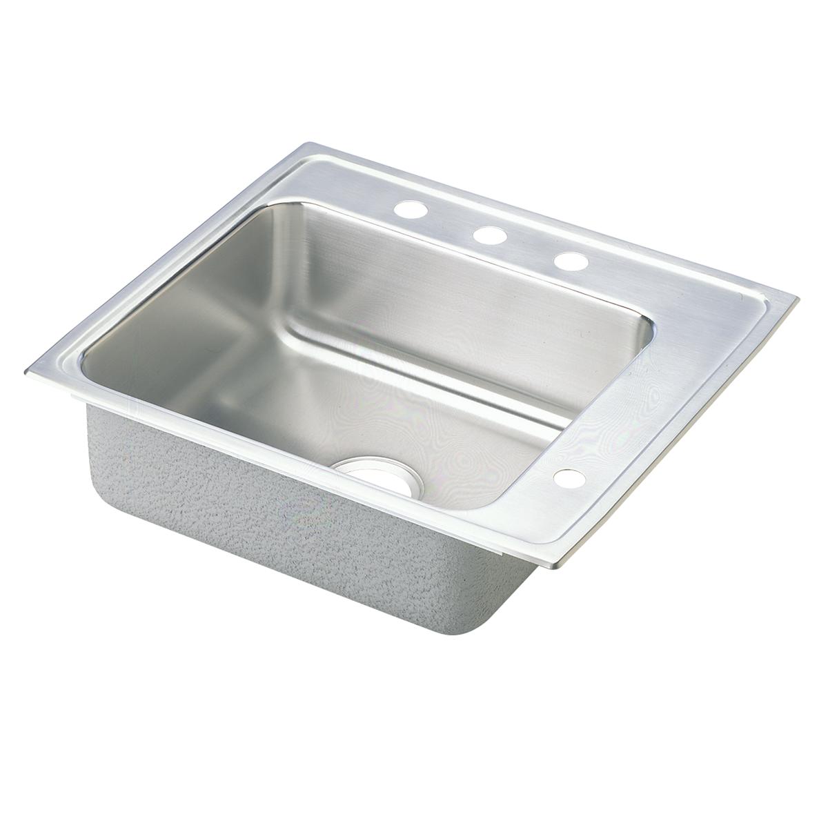 Just Manufacturing CRAADA1923A450-J Stainless Steel 22" x 19-1/2" x 4-1/2" 0-Hole Single Bowl Drop-in Classroom ADA Sink w/L and R Faucet Decks
