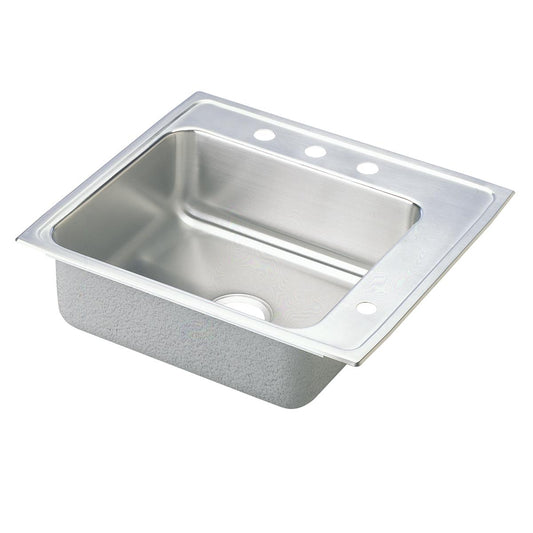 Just Manufacturing CRAADA1923A450-J Stainless Steel 22" x 19-1/2" x 4-1/2" 0-Hole Single Bowl Drop-in Classroom ADA Sink w/L and R Faucet Decks