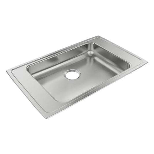 Just Manufacturing CRAFADA1931A45RLM-J SS 31" x 19-1/2" x 4-1/2" RLM-Hole Single Bowl Drop-in Classroom ADA Sink w/LR Faucet Decks and Overflow