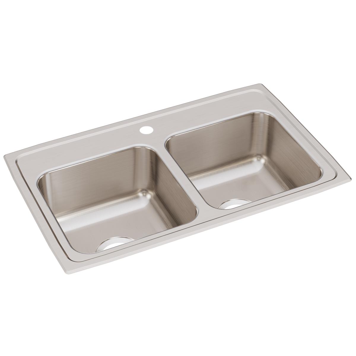 Just Manufacturing DL1829A1-J Stainless Steel 29" x 18" x 7-5/8" 1-Hole Equal Double Bowl Drop-in Sink