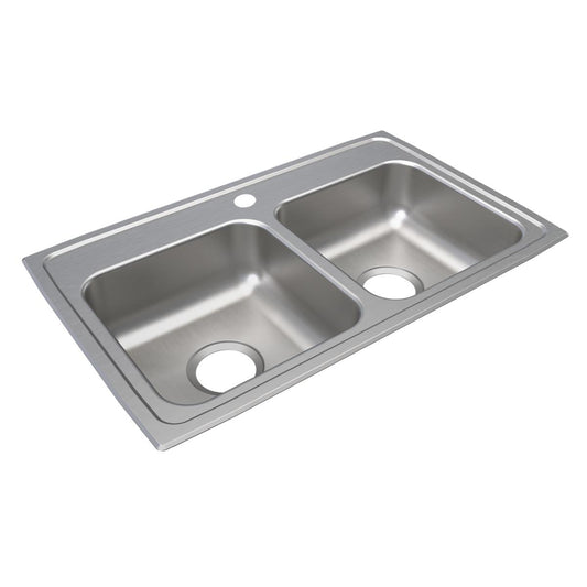 Just Manufacturing DLADA1829A451-J Stainless Steel 29" x 18" x 4-1/2" 1-Hole Equal Double Bowl Drop-in ADA Sink