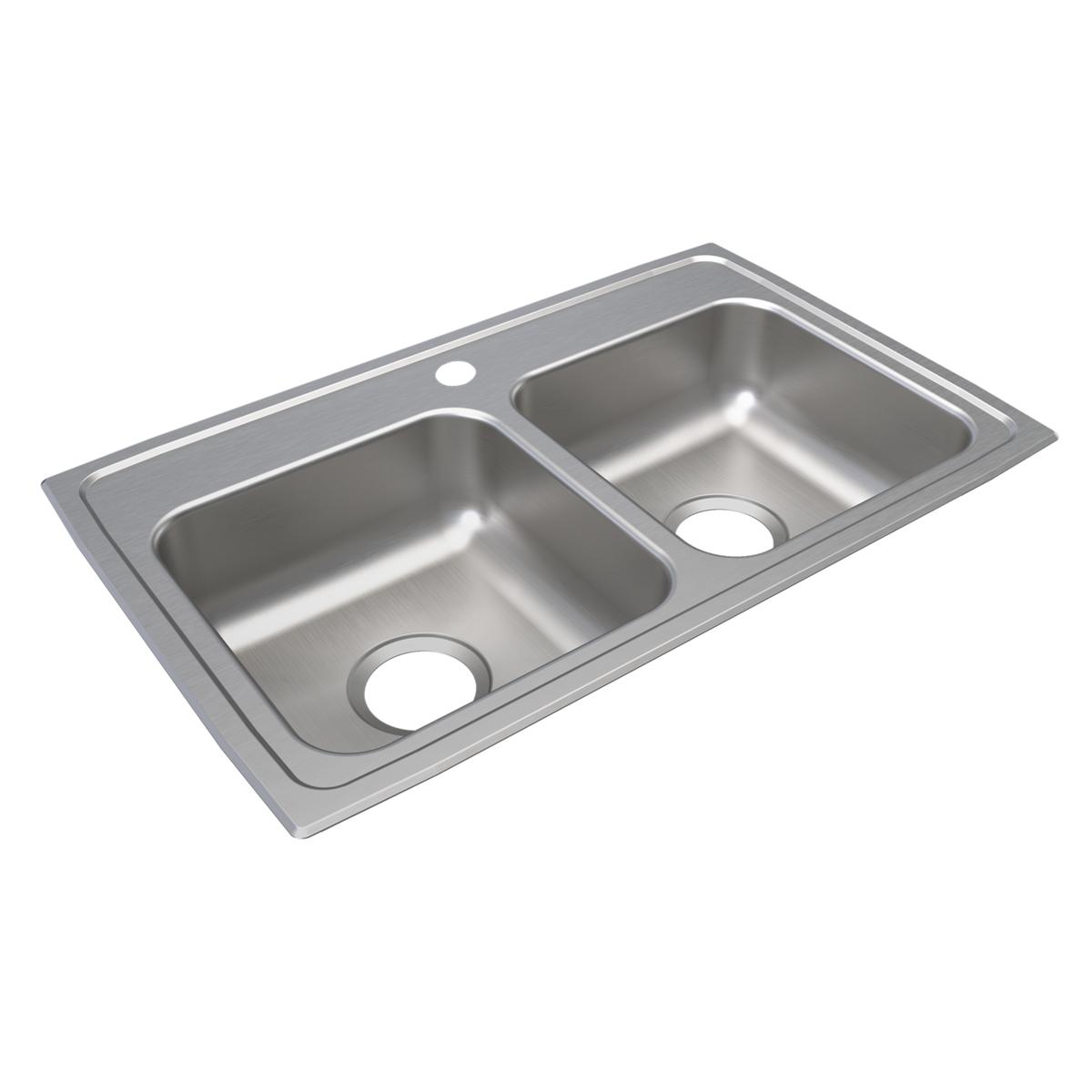 Just Manufacturing DLADA1829A454-J Stainless Steel 29" x 18" x 4-1/2" 4-Hole Equal Double Bowl Drop-in ADA Sink