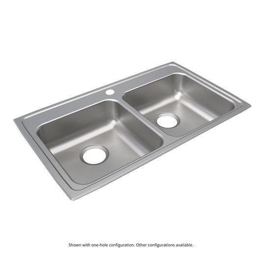 Just Manufacturing DLADA1933A651-J Stainless Steel 33" x 19-1/2" x 6-1/2" 1-Hole Equal Double Bowl Drop-in ADA Sink