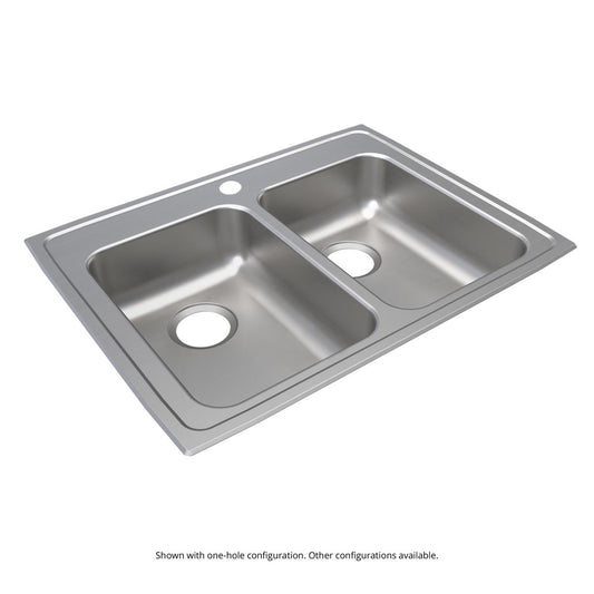 Just Manufacturing DLADA2128A453-J Stainless Steel 29" x 22" x 4-1/2" 3-Hole Equal Double Bowl Drop-in ADA Sink