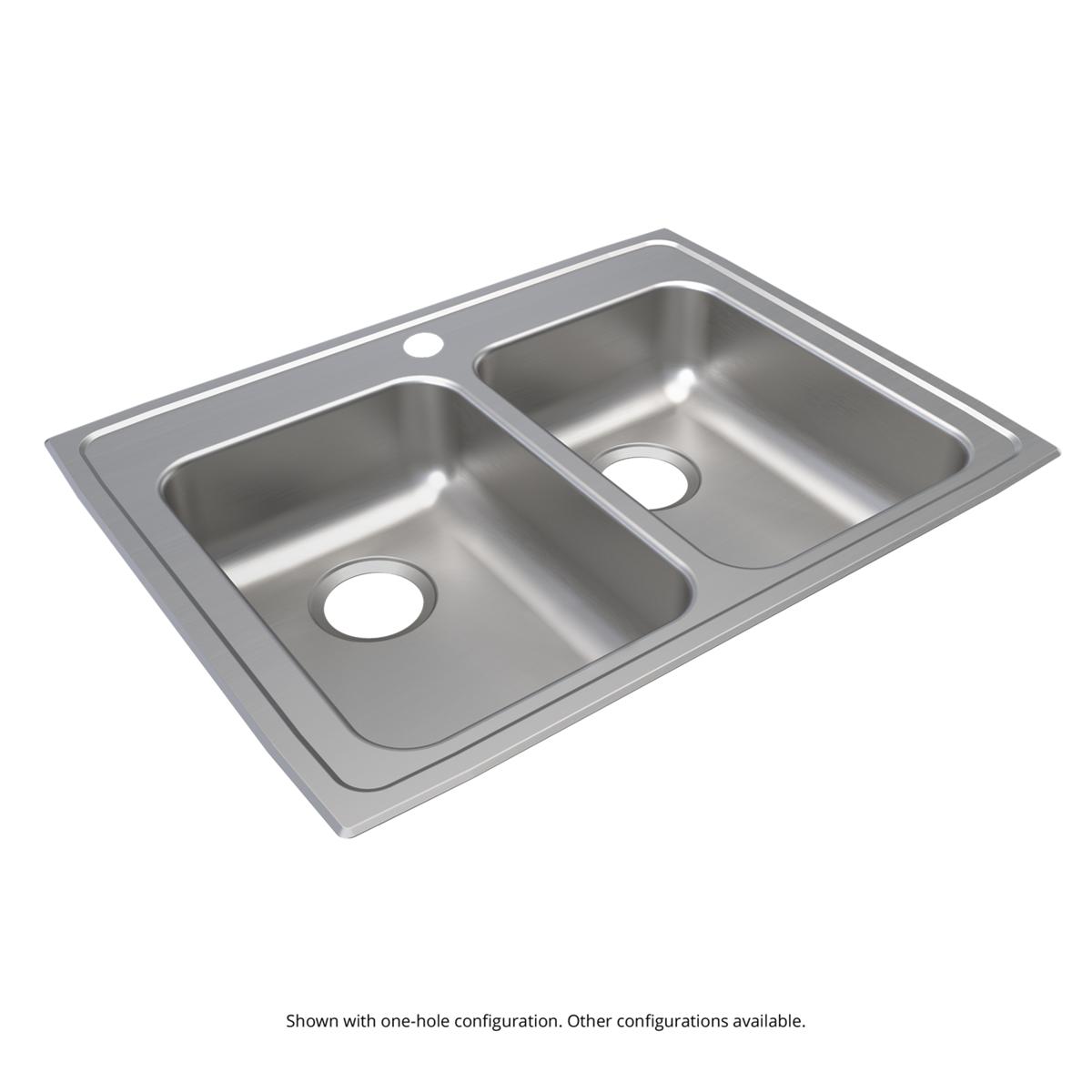 Just Manufacturing DLADA2128A551-J Stainless Steel 29" x 22" x 5-1/2" 1-Hole Equal Double Bowl Drop-in ADA Sink