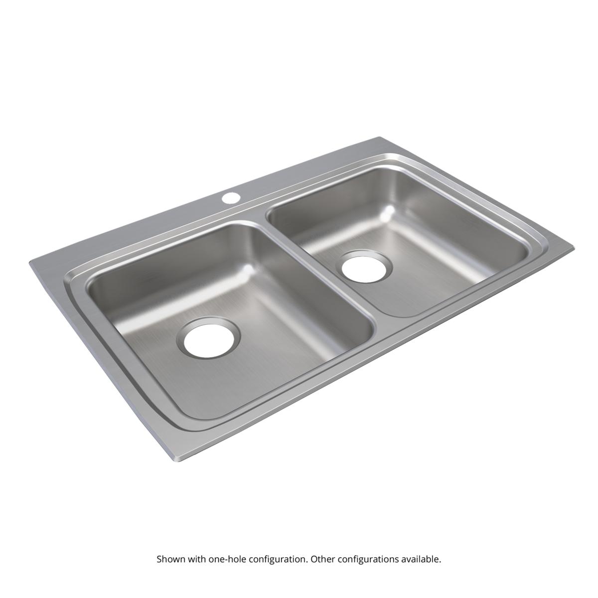 Just Manufacturing DLADA2233A551-J Stainless Steel 33" x 22" x 5-1/2" 1-Hole Equal Double Bowl Drop-in ADA Sink