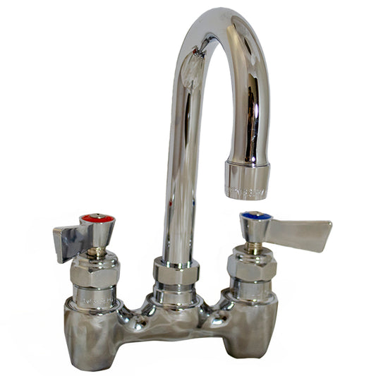 Fisher 62669 Stainless Steel Faucet, Bar, 4" Backsplash Control Valve, Lever Handles, 6" Swivel Gooseneck Spout