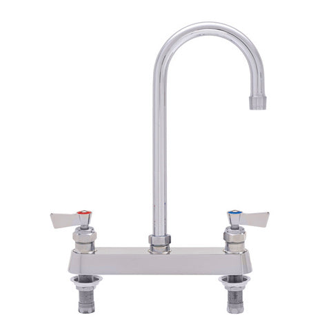Fisher 57789 Stainless Steel Faucet, Bar, 8" Deck Control Valve, Lever Handles, 12" Swivel Gooseneck Spout