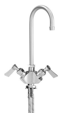 Fisher 52906 Stainless Steel Faucet, Bar, Single Deck, Dual Control Valve, Lever Handles, 12" Swivel Gooseneck Spout