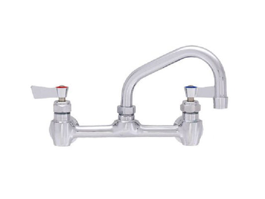 Fisher 61204 Stainless Steel Faucet, Kitchen, 8" Backsplash Control Valve With EZ Install Adapters, Lever Handles, 6" Swing Spout