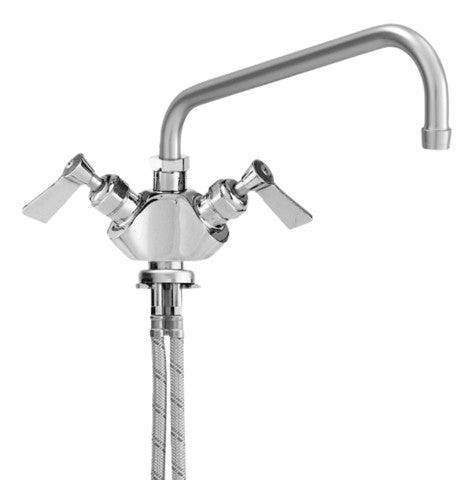 Fisher 52795 Stainless Steel Faucet, Kitchen, Single Deck, Dual Control Valve, Lever Handles, 12" Swing Spout