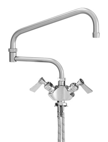 Fisher 52841 Stainless Steel Faucet, Kitchen, Single Deck, Dual Control Valve, Lever Handles, 10" Swing Spout & 7" Double Joint