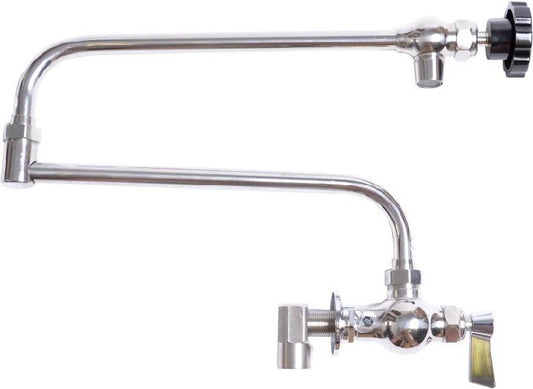 Fisher 54836 Stainless Steel Faucet, Pot Filler, Single Backsplash With Elbow, Lever Handle, 12" Control Spout & 12" Double Joint