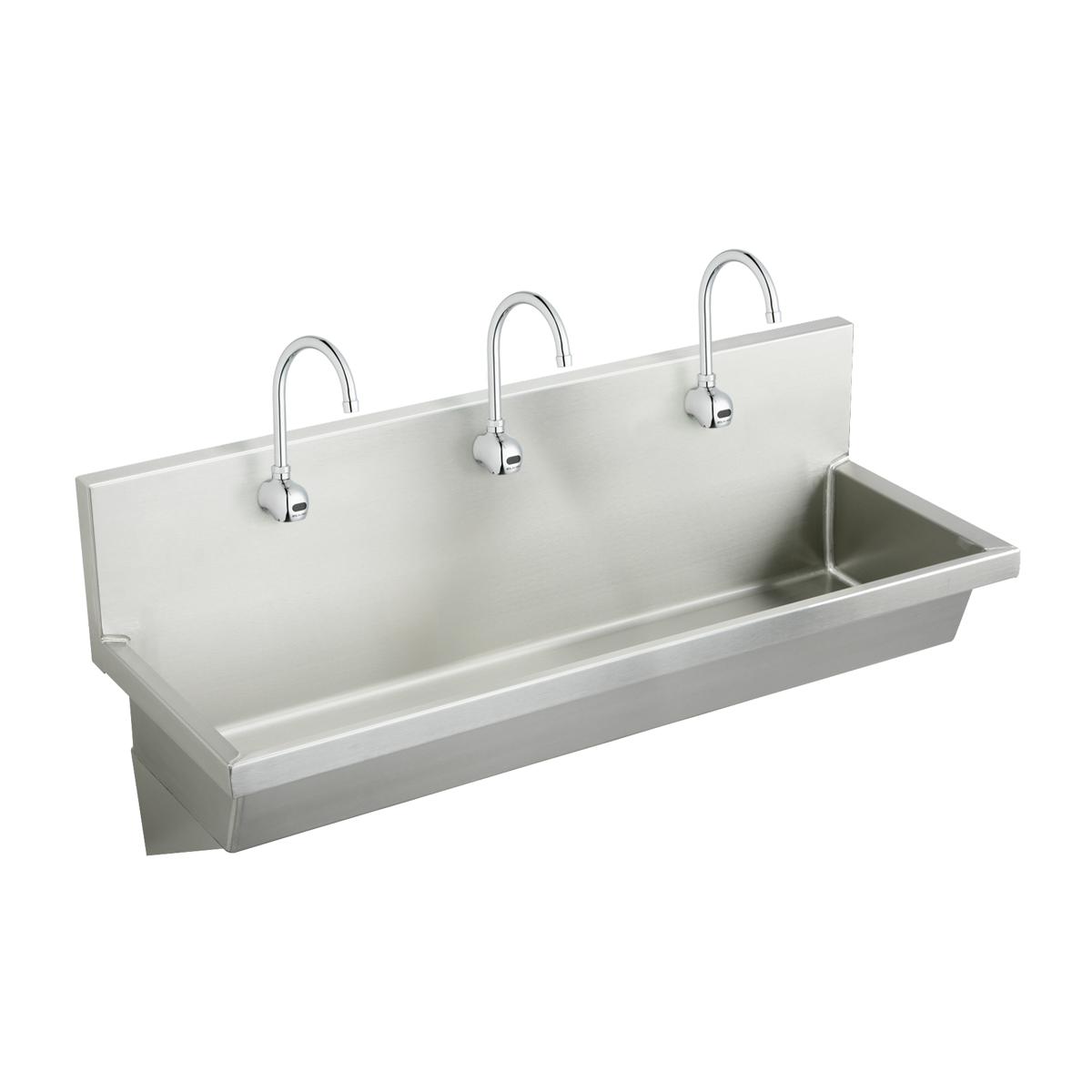 Just Manufacturing J7220S-J Stainless Steel 72" x 20" x 8" Wall Hung Multiple Station Hand Wash Sink Kit