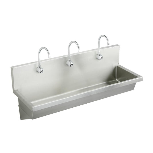 Just Manufacturing J7220S-J Stainless Steel 72" x 20" x 8" Wall Hung Multiple Station Hand Wash Sink Kit