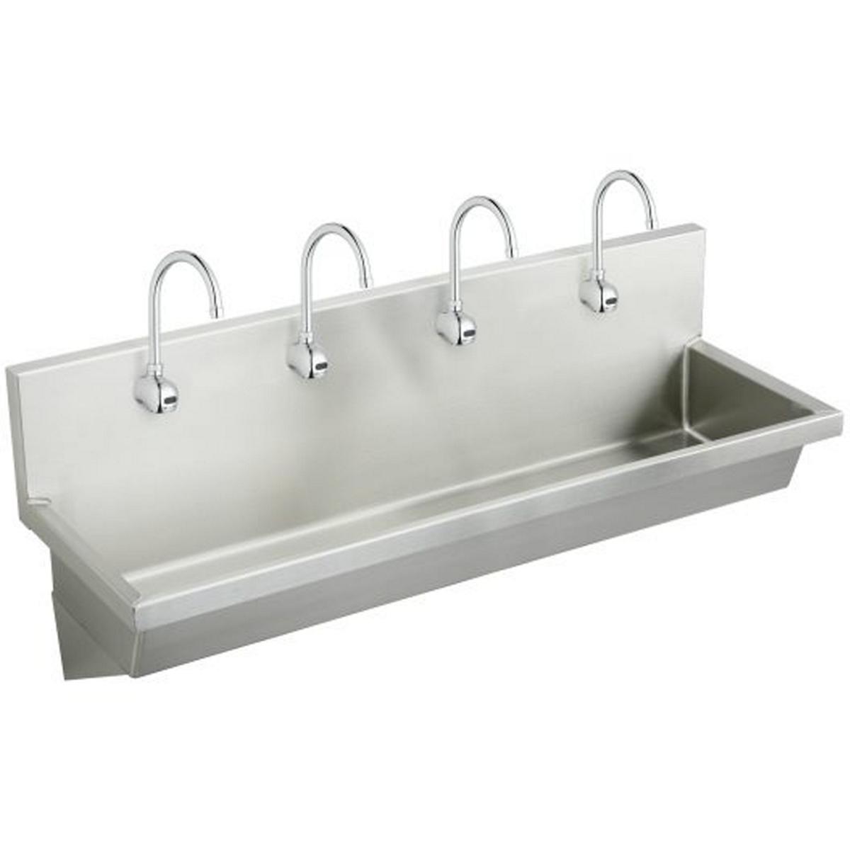 Just Manufacturing J9620S-J Stainless Steel 96" x 20" x 8" Wall Hung Multiple Station Hand Wash Sink Kit