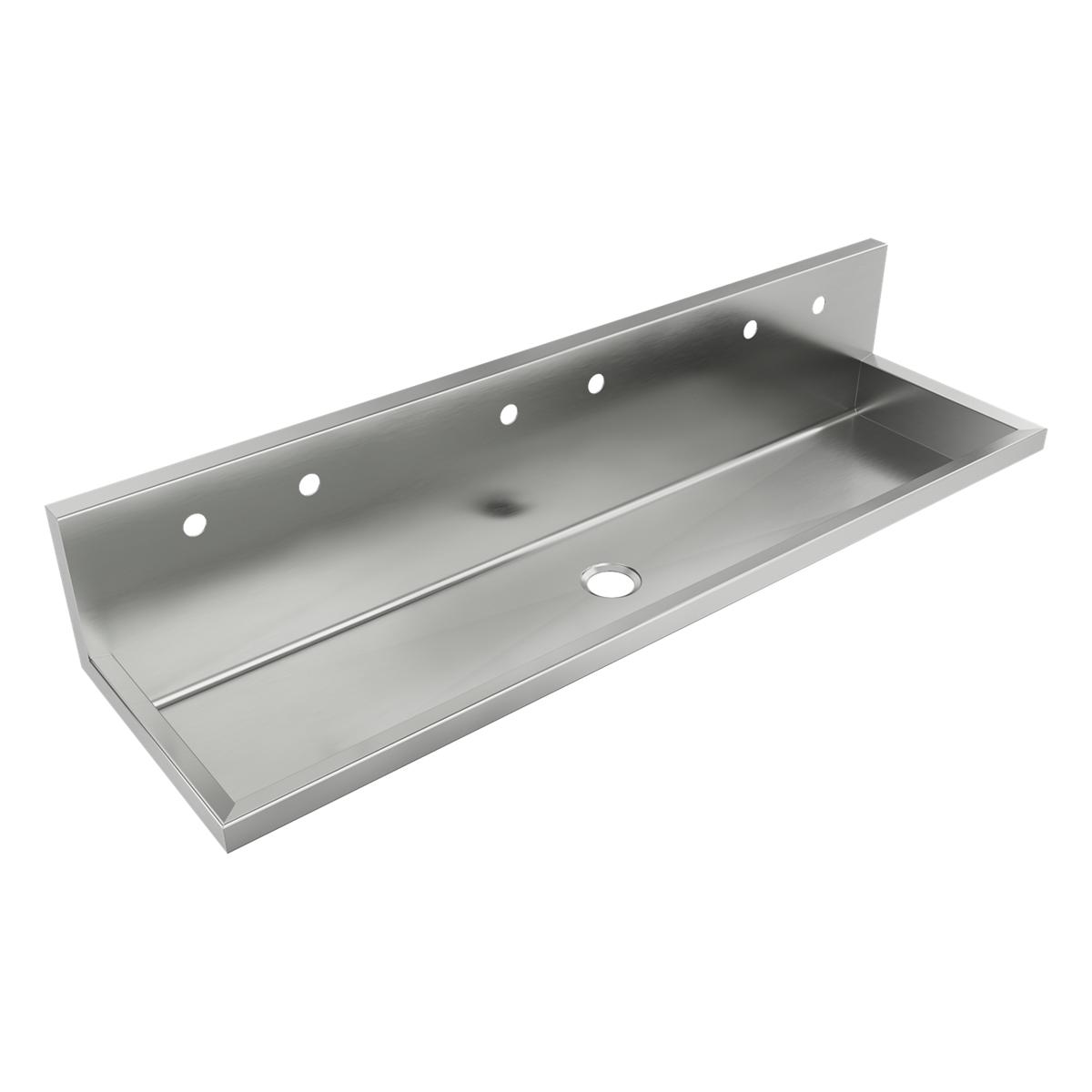 Just Manufacturing JADA7220-3S1H-J Stainless Steel 72" x 20" x 16" Wall Hung Multi-Station 3-Hole Surgeon Scrub ADA Sink