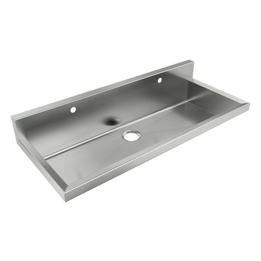 Just Manufacturing JHADA4820-2S1H-J Stainless Steel 48" x 20" x 11" Wall Hung Multi-Station 2-Hole Surgeon Scrub ADA Trough Enviro Kit
