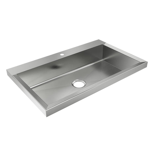 Just Manufacturing JMADA3622-1-J Stainless Steel 36" x 22" x 6-1/2" Wall Hung Single Station 1-Hole Lavatory ADA Sink Enviro Kit
