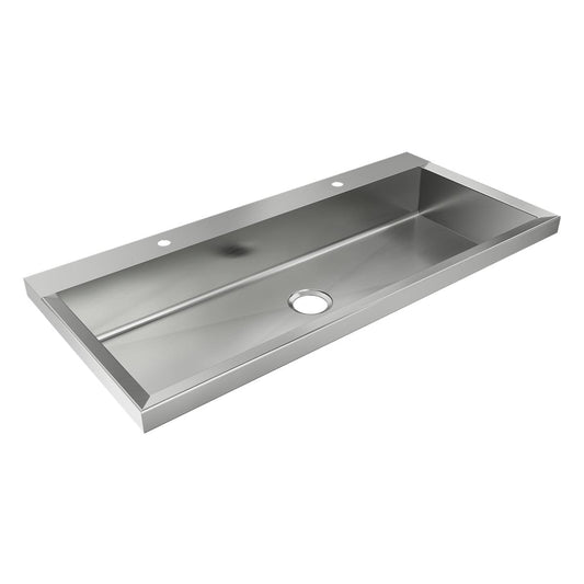 Just Manufacturing JMADA4822-2S1H-J Stainless Steel 48" x 22" x 6-1/2" Wall Hung Multi-Station 2-Hole Lavatory ADA Sink Enviro Kit