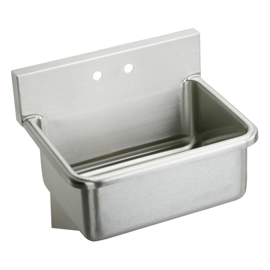 Just Manufacturing JS122-2-J Stainless Steel 25" x 19-1/2" x 10-1/2" Wall Hung Single Bowl 2-Hole Hand Wash Sink Kit