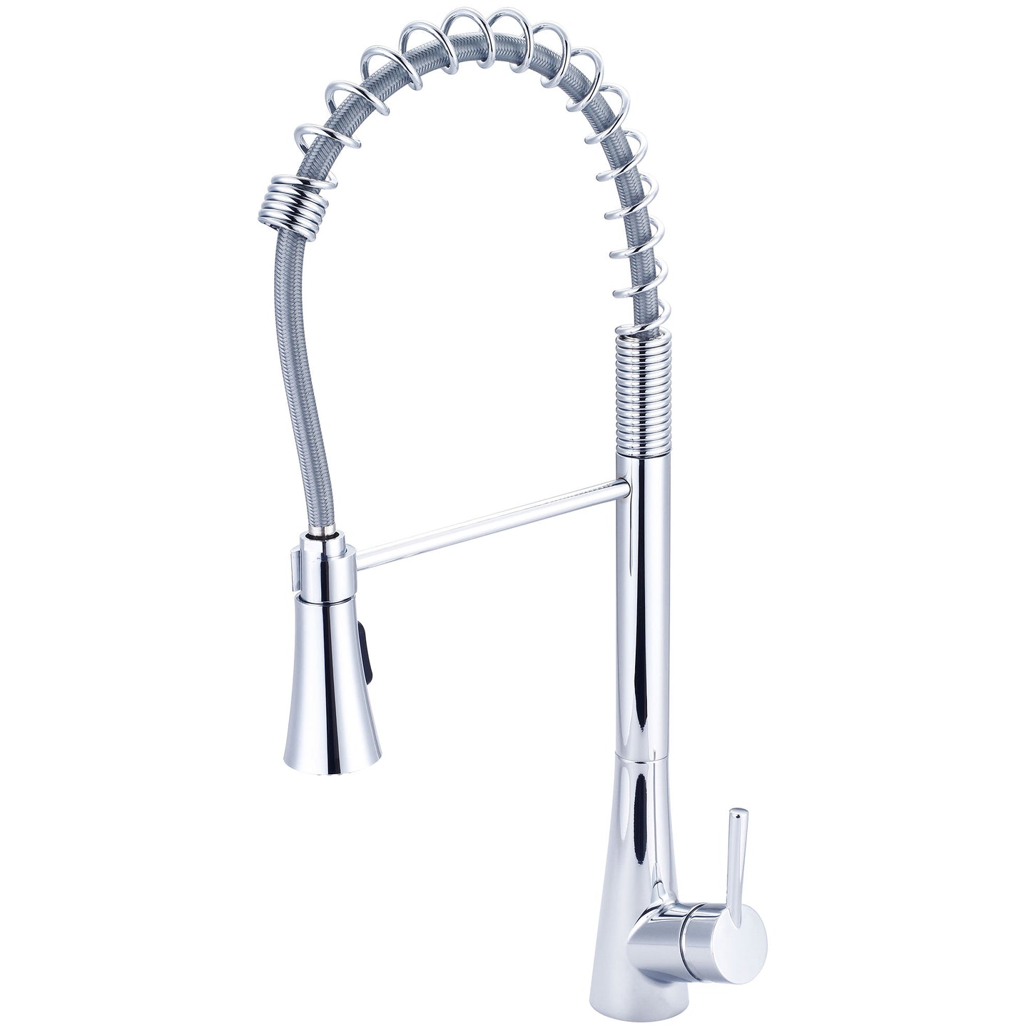 Olympia K-5010 KITCHEN-1 OR 3 HOLE SINGLE LVR HDL SPRING SWIVEL SPT W/PULL-DOWN SPRAY HEAD 3/8" FLEX-CP