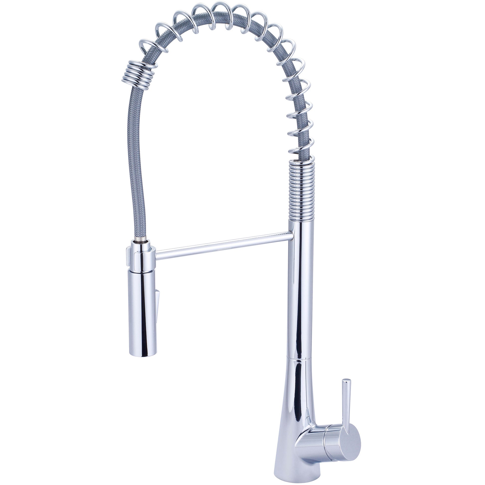 Olympia K-5015 KITCHEN-1 OR 3 HOLE SINGLE LVR HDL SPRING SWIVEL SPT W/PULL-DOWN SPRAY HEAD 3/8" FLEX-CP