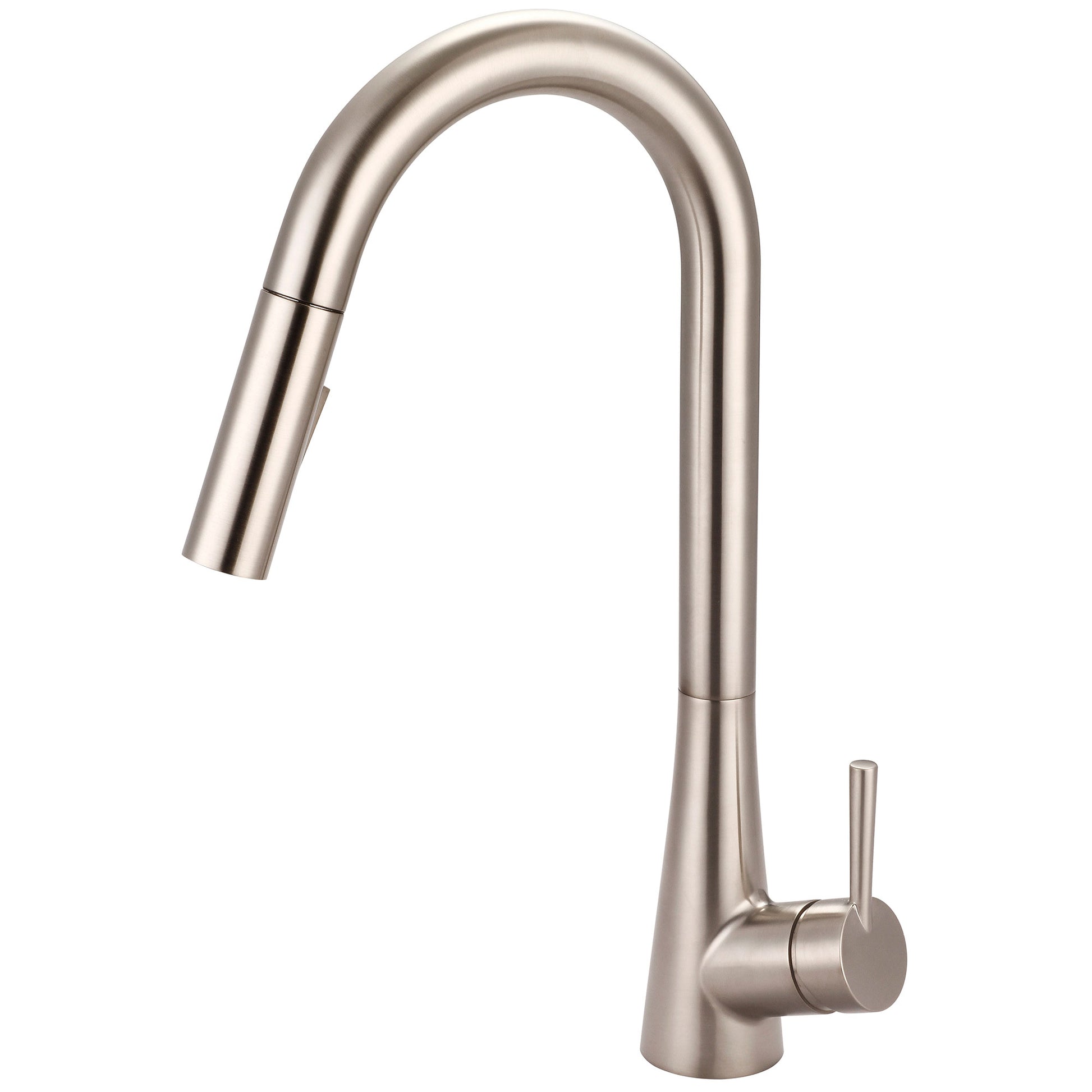 Olympia K-5025-BN KITCHEN-1 OR 3 HOLE SINGLE LVR HDL GOOSENECK SPT W/PULL-DOWN SPRAY HEAD 3/8" FLEX-PVD BN