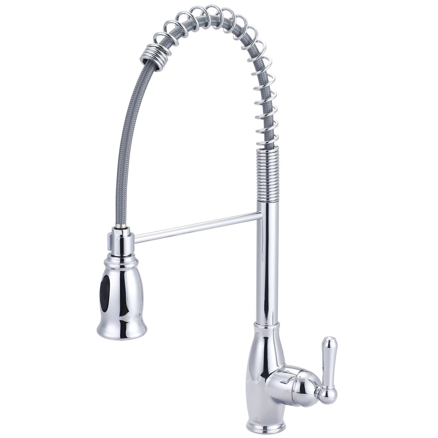 Olympia K-5045 KITCHEN-1 OR 3 HOLE SINGLE LVR HDL SPRING SWIVEL SPT W/PULL-DOWN SPRAY HEAD 3/8" FLEX-CP